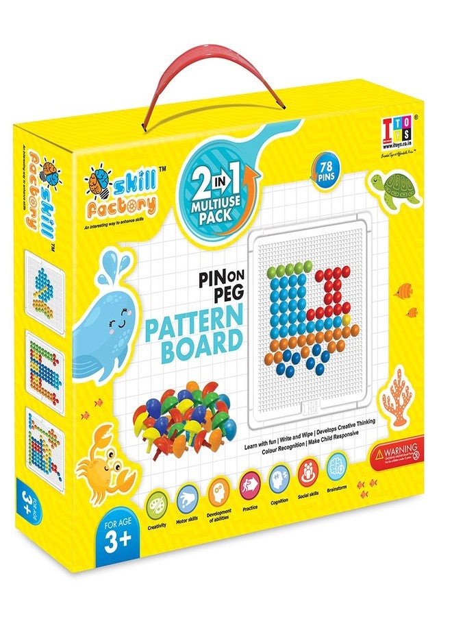 itoys 2 in 1 Educational Learning Board with Multicolor Pins to Create Pattern On Peg Board - Image 4
